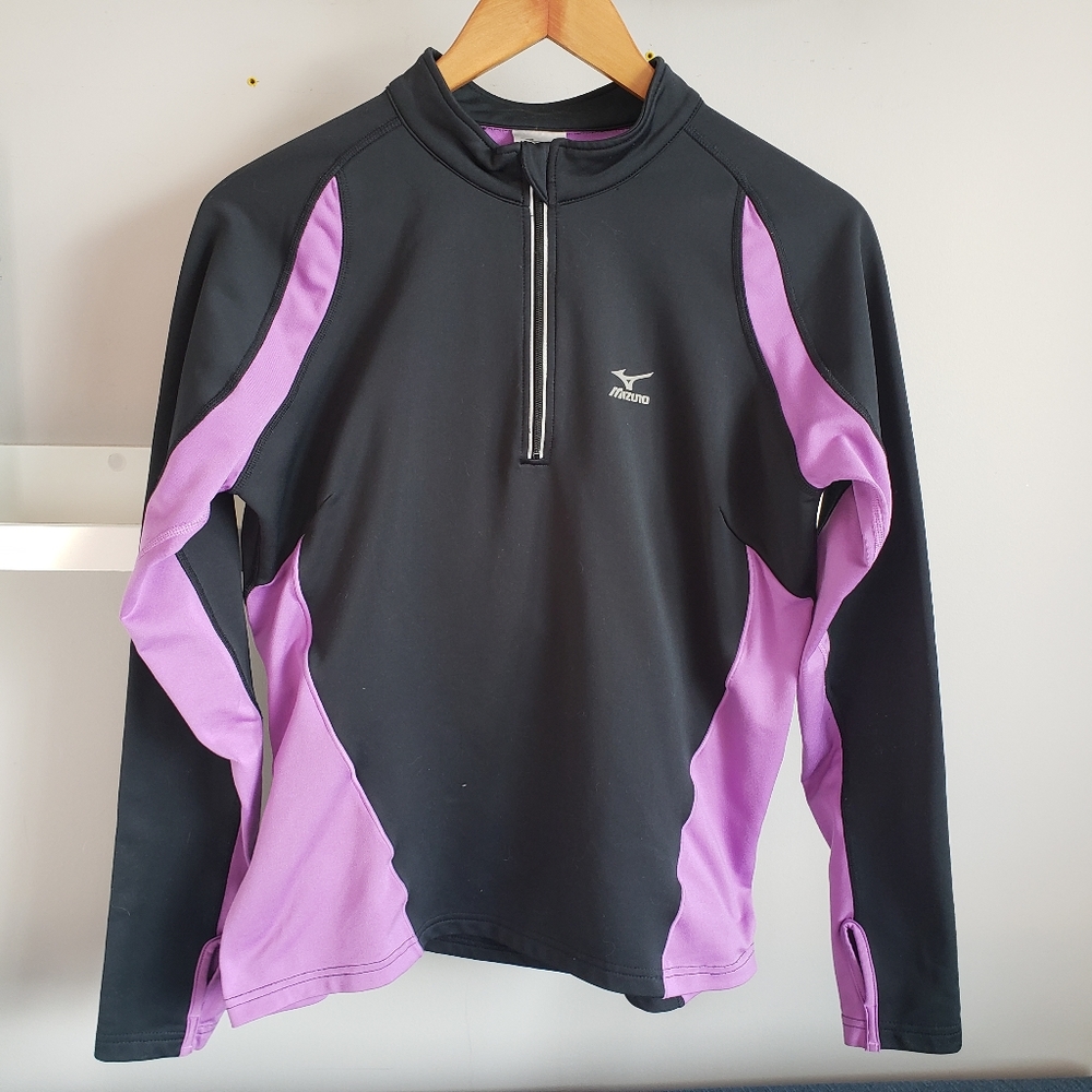 Mizuno Half Zip Thermal Activewear Top Purple & Black Size Medium